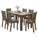 Ver imagem 2 de Conjunto Sala de Jantar Dolce Mesa Tampo de Madeira 6 Cadeiras Rustic/Crema/Floral Hibiscos Madesa