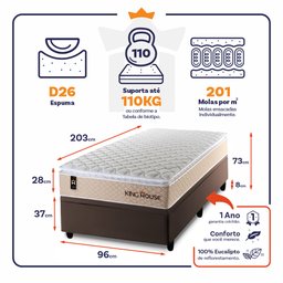 Cama Box Baú Solteirão Alford com Colchão Molas Ensacadas 96x203x73 Marrom - 3