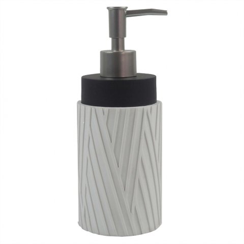 Porta Sabonete Liquido Branco e Preto em Resina 19,5cm PO0127 BTC