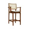 Banqueta Alta Bistrô Gus com Braços Madeira Maciça Encosto Telinha Assento Anatômico Linho - 1