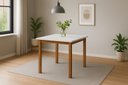 Ver imagem 1 de Mesa de Jantar Elisa Base Madeira Maciça Ideal para Apartamento 80 X 80 Branco