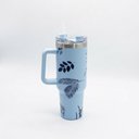 Ver imagem 1 de Copo Térmico Ms-931 1200ml com Estampas Florais - Aço Inox com Tampa Emborrachada:Floral Azul Bebe