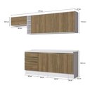 Ver imagem 3 de Armário de Cozinha Completa Garrafeiro 100% Mdf 280cm Branco/nogueira Celeste Kappesberg