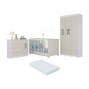 Ver imagem 1 de Quarto de Bebê Completo C/ Berço Americano 3 em 1 Colchão Doçura Multimóveis Mp4670 Branco/off