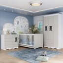 Ver imagem 2 de Quarto de Bebê Completo C/ Berço Americano 3 em 1 Colchão Doçura Multimóveis Mp4670 Branco/off