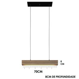 Luminaria Pendente Retangular Linear Sala Quarto 70cm - 9 Luminaria Pendente Retangular Linear Sala Quarto 70cm - 9