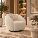 Ver imagem 1 de Poltrona Giratória 360° Orgânica Bouclé Sala Recepção Nuvem:Bouclê/Offwhite
