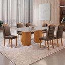 Ver imagem 7 de Mesa de Jantar Eloise 180cm Tampo MDF Vidro Canto Copo com 6 Cadeiras Lorena Moderna Mobília