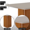 Ver imagem 3 de Mesa de Jantar Eloise 180cm Tampo MDF Vidro Canto Copo com 6 Cadeiras Lorena Moderna Mobília