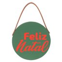 Ver imagem 2 de Placa Decorativa Feliz Natal em Madeira Verde 25x19 cm - D’Rossi Placa Feliz Natal