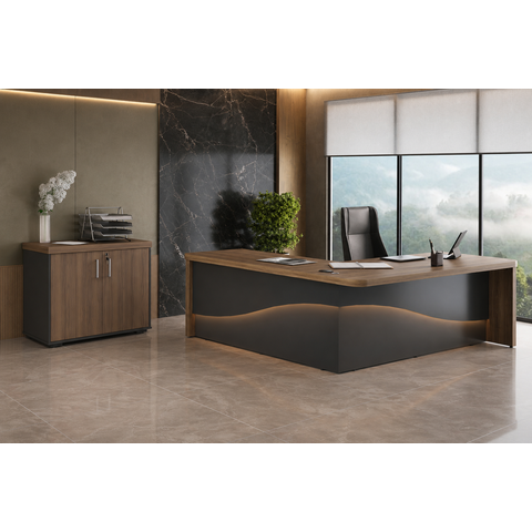 Conjunto Escritório Artany: Mesa e Balcão 2 Portas