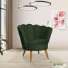 Poltrona Pétala Decorativa Sala De Estar Veludo Verde Musgo - 7