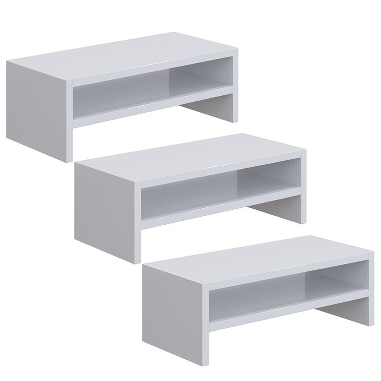 Kit 03 Suportes Stand Para Monitores Mesa Escritório Home Office Lap L03 Branco - Lyam Decor Kit 03 Suportes Stand Para Monitores Mesa Escritório Home Office Lap L03 Branco - Lyam Decor