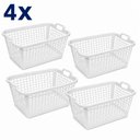 Ver imagem 1 de Kit 4 Cestos Organizadores Brancos 36cm Plastico Multiuso Cozinha Armario Prateleira Despensa Guarda