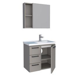 Conjunto Para Banheiro Aço Gabinete com Espelho Ameixa 60 Cozimax Argila - 1