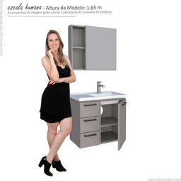Conjunto Para Banheiro Aço Gabinete com Espelho Ameixa 60 Cozimax Argila - 5