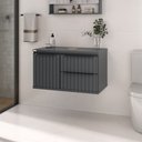 Ver imagem 2 de Balcão Armário para Banheiro Ripado Cecília Suspenso 78cm - Fabribam Gabinetes