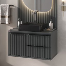 Balcão Armário para Banheiro Ripado Cecília Suspenso 78cm - Fabribam Gabinetes - 1