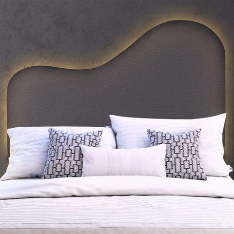 Cabeceira Led Orgânica 140cm Casal Painél para Cama Box Bouclé Serena
