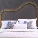 Ver imagem 1 de Cabeceira Led Orgânica 140cm Casal Painél para Cama Box Bouclé Serena