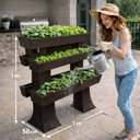 Ver imagem 4 de Kit 5 Vaso Planta Horta Grande Jardineira 1m Floreira com Suporte Polietileno