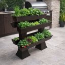 Ver imagem 3 de Kit 5 Vaso Planta Horta Grande Jardineira 1m Floreira com Suporte Polietileno