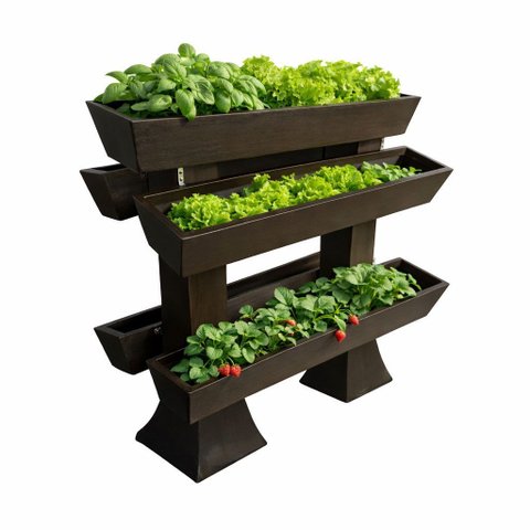 Kit 5 Vaso Planta Horta Grande Jardineira 1m Floreira com Suporte Polietileno