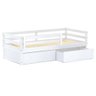 Cama Infantil Eco com 02 Gavetas e Grade de Proteção Madeira Maciça Branco Mobilistore - 1
