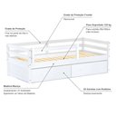Ver imagem 3 de Cama Infantil Eco com 02 Gavetas e Grade de Proteção Madeira Maciça Branco Mobilistore