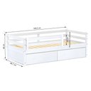 Ver imagem 2 de Cama Infantil Eco com 02 Gavetas e Grade de Proteção Madeira Maciça Branco Mobilistore