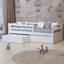 Ver imagem 4 de Cama Infantil Eco com 02 Gavetas e Grade de Proteção Madeira Maciça Branco Mobilistore