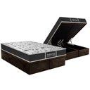 Ver imagem 1 de Cama Box Baú King: Colchão Molas Probel Prolastic ProDormir Sleep + Base CRC Suede Brown(193x203)