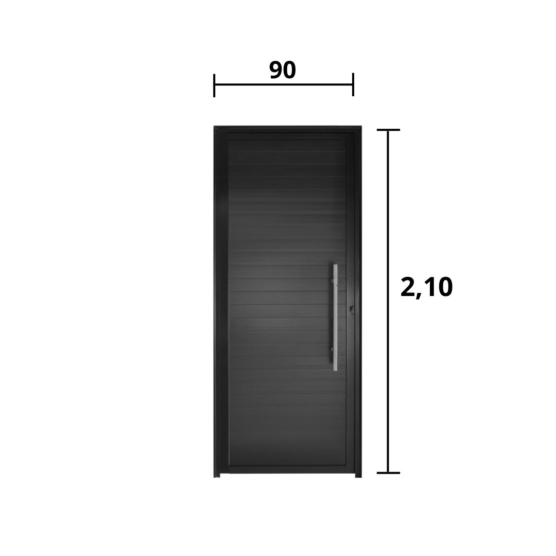 Porta Lambril C/Puxador Aluminio Preto 2.10 x 0.90 Lado Esquerdo - Hale - 2