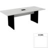 Mesa de Reunião com Caixa de Tomada Retangular 260 x 120 cm Pé Painel P25 MDP Cor Branco Base - 1