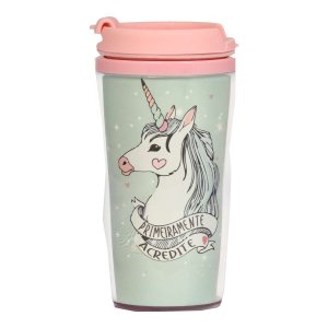 Copo Termico 200 Ml Duas Camadas - Unicornio Verde Claro Utensilios do Chef