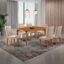 Ver imagem 1 de Mesa de Jantar Liz 180cm Tampo MDF Canto Copo Laminado com 6 Cadeiras Lira