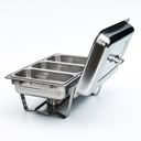 Ver imagem 5 de Rechaud Rm Retangular em Aço Inox Banho com 3 Cubas e Fogareiro 11 L Buffet