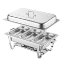 Ver imagem 6 de Rechaud Rm Retangular em Aço Inox Banho com 3 Cubas e Fogareiro 11 L Buffet