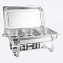 Ver imagem 2 de Rechaud Rm Retangular em Aço Inox Banho com 3 Cubas e Fogareiro 11 L Buffet