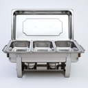 Ver imagem 4 de Rechaud Rm Retangular em Aço Inox Banho com 3 Cubas e Fogareiro 11 L Buffet