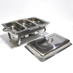 Rechaud Rm Retangular em Aço Inox Banho com 3 Cubas e Fogareiro 11 L Buffet - 3