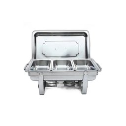 Rechaud Rm Retangular em Aço Inox Banho com 3 Cubas e Fogareiro 11 L Buffet - 4