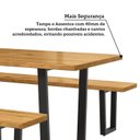 Ver mais imagens de Conjunto Mesa de Jantar 200cm Retangular 2 Bancos em Ferro e Madeira Maciça Savannah Espresso Móveis Marrom/Nogueira/Preto