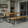 Conjunto Mesa de Jantar 200cm Retangular 2 Bancos em Ferro e Madeira Maciça Savannah Espresso Móveis - 1