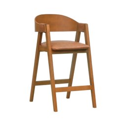 Banqueta Alta Bistrô Miami Encosto Anatômico Curvo Assento Estofofado Corano - 1