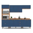 Ver imagem 5 de Cozinha Pérola 5 Peças com Rodapé e Tampo Azul/Freijó Yescasa