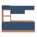 Ver imagem 2 de Cozinha Pérola 5 Peças com Rodapé e Tampo Azul/Freijó Yescasa