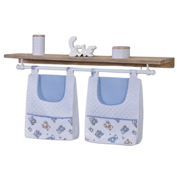 Porta Fralda Organizador Quarto de Bebê Menino Menina 2 Peças Varão:urso Azul Bebê - 2