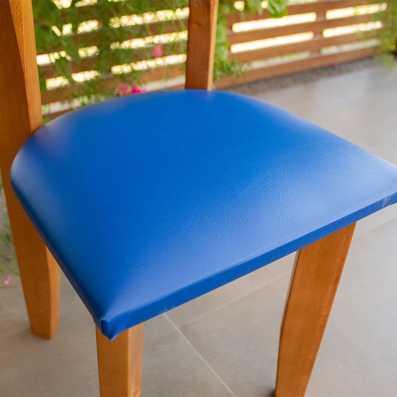 Cadeira Infantil de Madeira com Assento Estofado Azul - 5