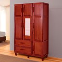 Ver imagem 1 de Guarda-roupa Solteiro Petersburgo Madeira Maciça 7 Portas 2 Gavetas 2 Prateleiras com Espelho Mel -